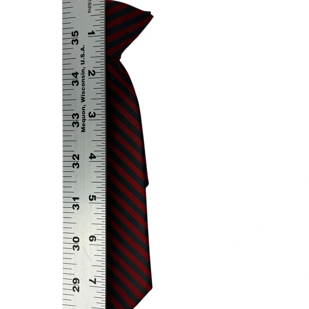 Little Boys Toddler Navy & Red Stripe Clip On Tie 10